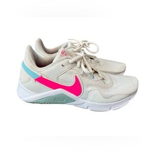 Nike Legend Essential 2 White and Pink Training Sneakers Size 6.5